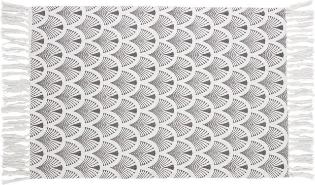 OBI Baumwoll Teppich gemustert Weiß-Grau mit Fransen B: 60 cm, T: 90 cm - Bild 1