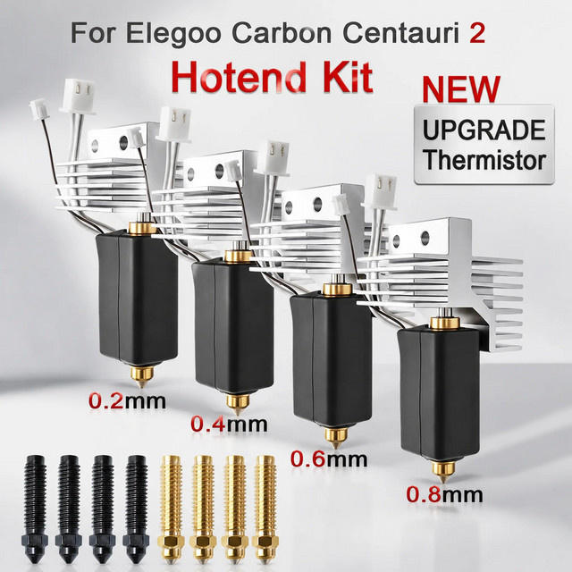 Elegoo Upgrade Hotend Baugruppe für Centauri Carbon 2 mit Keramik-Heizelement und Düsenoptionen 0.2 0.4 0.6 0.8 mm für FDM 3D-Drucker - Bild 1