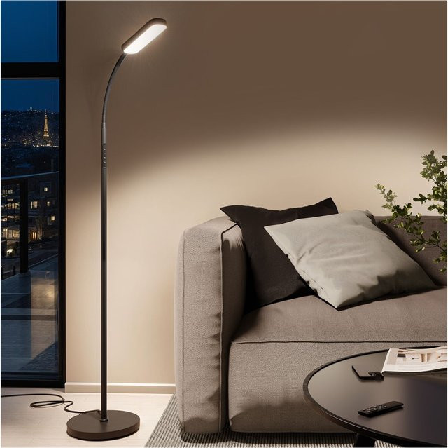 tectake Stehlampe Prisma Schwarz, dimmbare LED Stehleuchte mit 5 Lichtmodi, 12 W, B/T/H: 22 x 22 x 176 cm - Bild 1