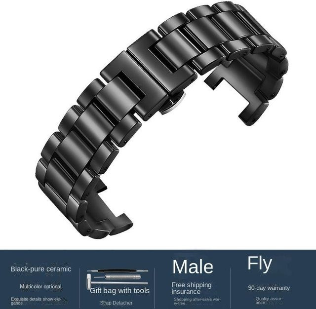 Sweetown Uhrenarmband Keramik, schwarz, Unisex - Bild 1