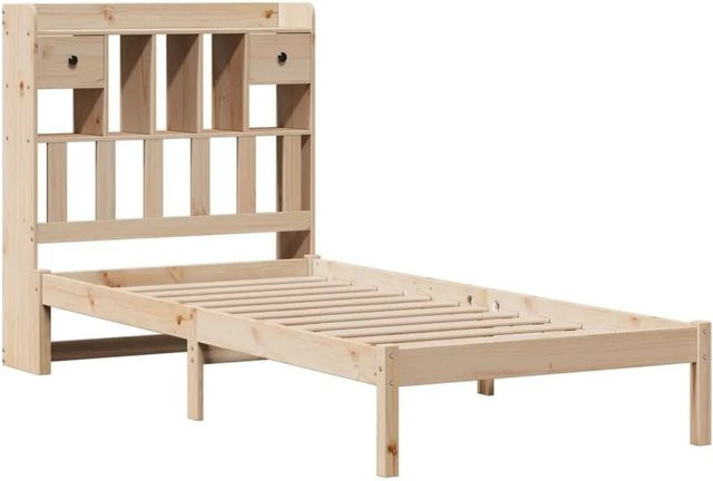 vidaXL Bücherregalbett aus Massivholz Kiefer in Natur, rustikal, B/T/H: 75 x 190 x 110 cm, ohne Matratze - Bild 1