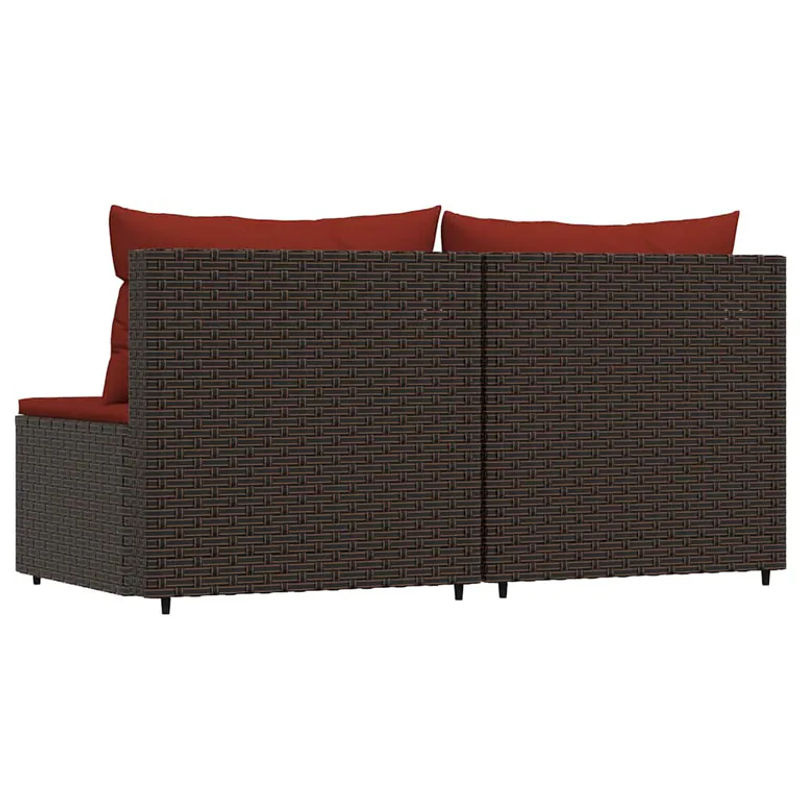 Vidaxl Set aus 2 mittleren Sofamodulen mit Kissen aus Polyrattan in Braun - Bild 3