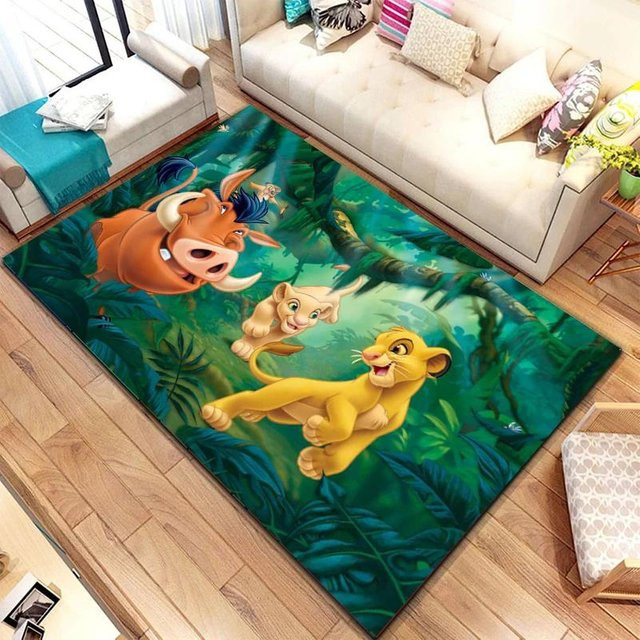 Verspielter Teppich im Savannen-Stil mit Tier-Motiv für Kinderzimmer und Wohnzimmer, Waschbar, Polyester, Mehrfarbig, B/T: 80 x 120 cm - Bild 1