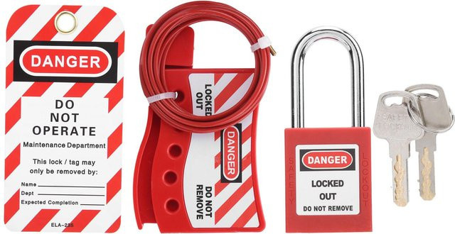 Neoglint Sicherheitskabelschloss aus Edelstahl in Rot für Engineering Lockout Verriegelungsvorrichtung - Bild 1