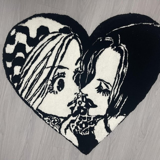VIKAMA Teppich im Comic-Design, Schwarz-Weiß, quadratisch, 60 x 60 cm - Bild 1