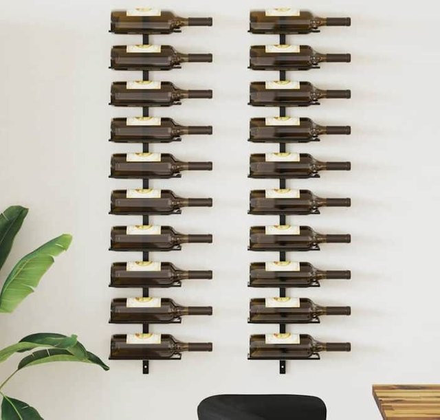 MAISON EXCLUSIVE Wand-Flaschenregal 2er-Set aus Metall in Schwarz Matt für 20 Flaschen - Bild 1