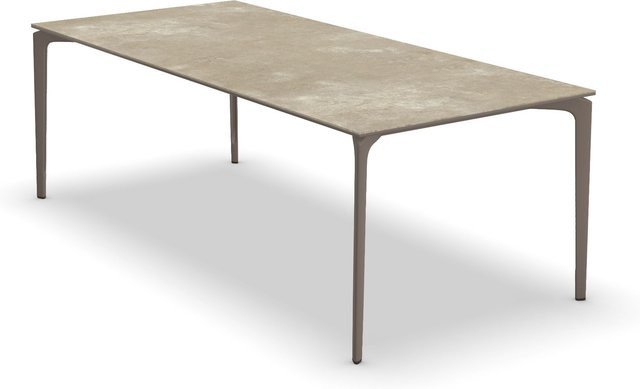 Fast Allsize Tisch mit Steinplatte in Beige und Weiß, moderner Gartentisch mit rechteckiger Natursteinplatte und mattem Finish - Bild 1
