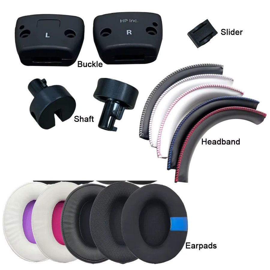 POYATU Ersatzteil Set für Kingston HyperX Cloud Alpha S: Stirnband-Schnalle, Schloss und drehbare Ohrpolster-Kissen in Schwarz - Bild 2