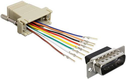 Delock 65432 RJ45 zu VGA Adapter mit D-SUB-Stecker 15pol. und RJ45-Buchse in Schwarz, Grau und Silber - Bild 1
