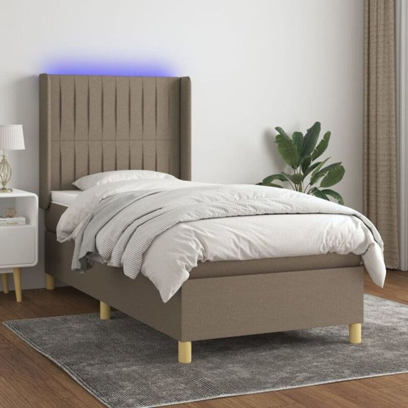 vidaxl Boxspringbett mit Matratze in Taupe meliert aus Stoff, B/T/H: 200 x 90 x 118 cm - Bild 1