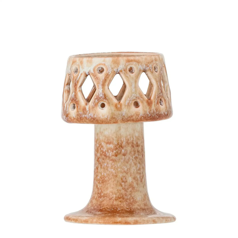 Bloomingville Teelichthalter aus Keramik in Natur, Modell Patty, Höhe: 12 cm - Bild 1