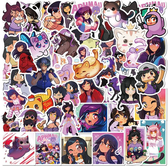 50 Stück Aphmau Sticker Set aus wasserfestem Vinyl in Multicolour für Kinder zum Dekorieren von Laptop, Gepäck und Skateboard - Bild 1