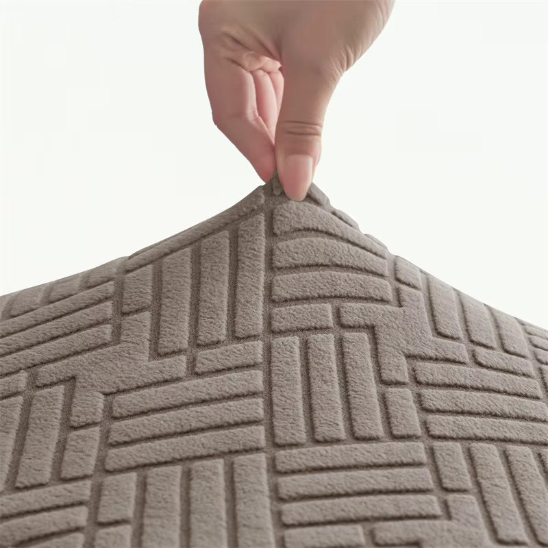 WANERQU Esszimmerstuhlbezüge aus Jacquard-Stoff in Beige, elastische Stretch-Schonbezüge für Küchenstühle, 2er-Set - Bild 3