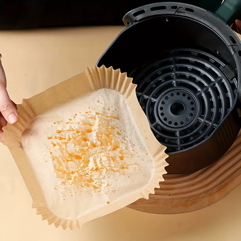 YOCITY Einweg-Papiereinlagen für Luftfritteusen, quadratische Pergamentpapier-Einlagen, öl- und wasserfest zum Backen, Braten und Grillen - Bild 3