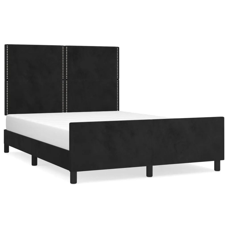 vidaXL Bettgestell mit Kopfteil aus Samt in Schwarz, B/T/H: 140 x 200 x 146 cm - Bild 2