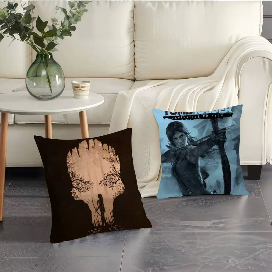 Lara Croft Tomb Raider Kissenbezug mit Grafikdesign für dein Zuhause oder Büro, quadratisch, Breite: 30 cm, Höhe: 30 cm - Bild 2