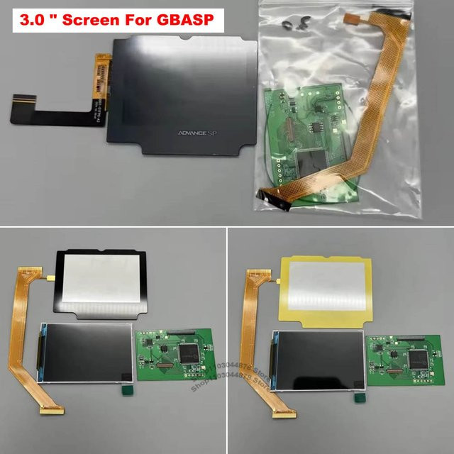 ZCGM IPS LCD-Bildschirm mit hoher Helligkeit für Gameboy Advance SP in Originalgröße, 3,0 Zoll, Schwarz oder Silber - Bild 1
