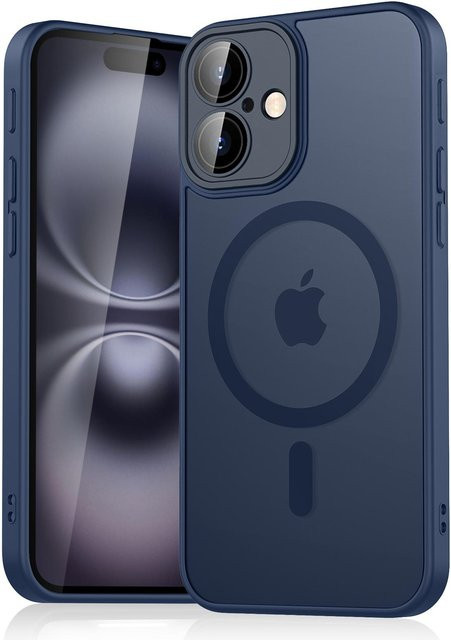 IEOVIEE Magnetische Panzer Hülle für iPhone 14, Durchscheinende Matte, Stoßfest und MagSafe kompatibel, Navy Blau - Bild 1
