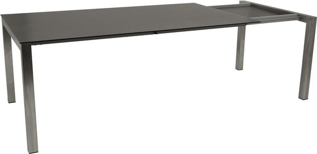 DEGAMO Ausziehtisch SYDNEY in Anthrazit mit Glas in 3D Keramik und gebürstetem Edelstahl, B/T: 180 bis 240 x 100 cm - Bild 1