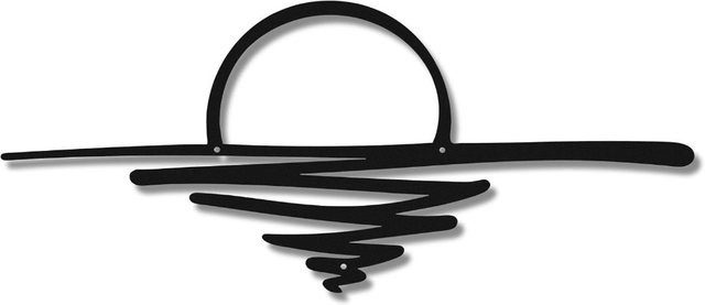 CIFBUY Mid-Century Modern Wandkunst Sonnenaufgang aus schwarzem Metall als abstraktes Boho-Dekor - Bild 1