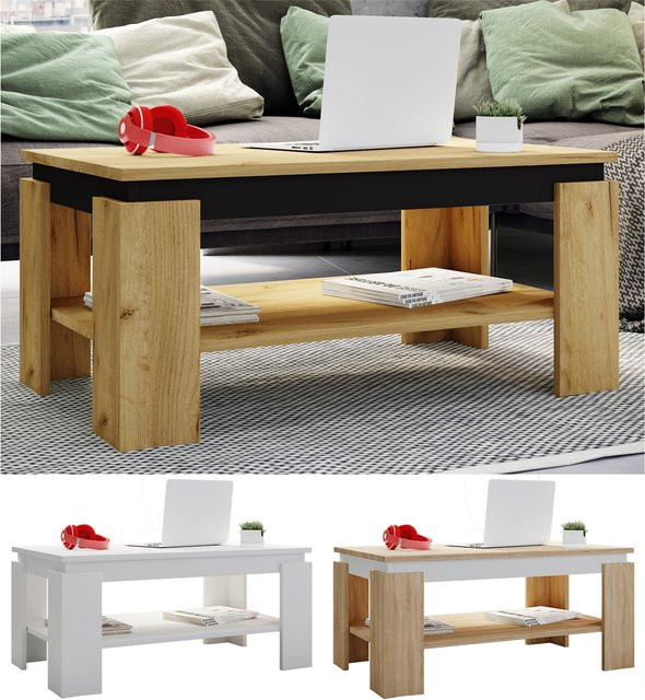 VCM Beistelltisch und Couchtisch aus Holz in Braun, minimalistisches Design für dein Wohnzimmer, H x B x T: 41 x 90 x 53 cm - Bild 1