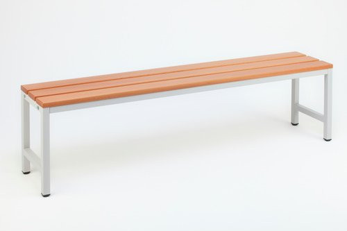 SZAGATO Umkleidebank mit Sitzfläche aus Buche und Stahlgestell, grau, B/H/T: 150 x 42 x 30 cm - Bild 1