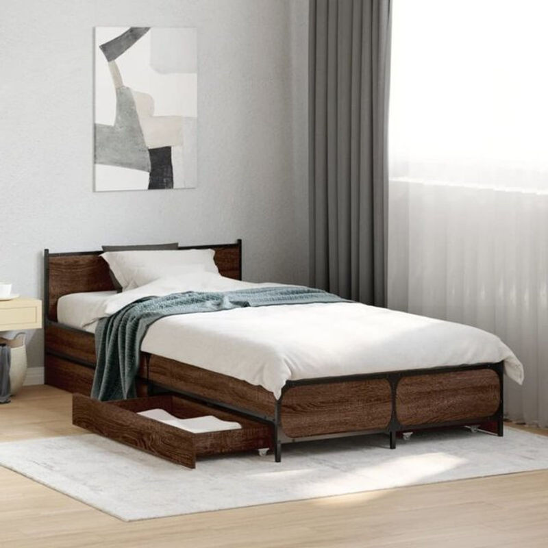 Vidaxl Funktionsbett mit Schubladen in Braun Eichen-Optik, B/T/H: 190 x 75 x 56,5 cm - Bild 1