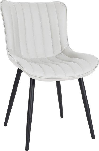 CLP Besucherstuhl Largo Esszimmerstuhl aus Samt und Kunstleder mit Metallgestell in Beige - Bild 1