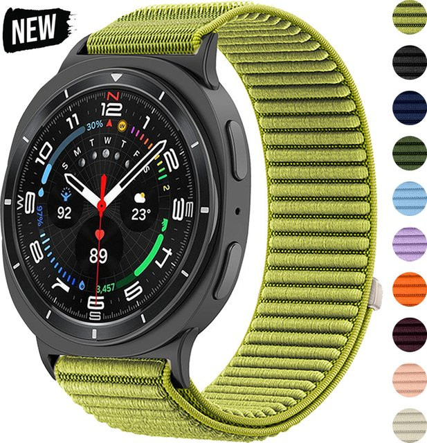 OAKCHARM Nylon-Schlaufenarmband für Samsung Galaxy Watch 8 40 mm, 44 mm und Watch 8 Classic 46 mm, verstellbares Ersatzarmband, Unisex, Pink und Green - Bild 1