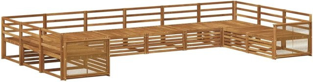 vidaXL Sofagarnituren aus Massivholz Akazie in Braun im 10er Set mit modernem Latten-Design - Bild 1