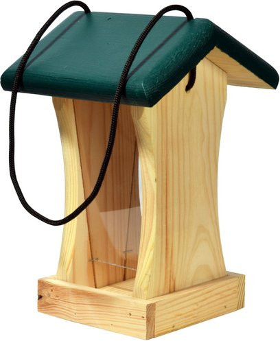 DOBAR Futterhaus für Wildvögel aus Kiefernholz und Acrylglas in Natur/Grün-Beige - Bild 1