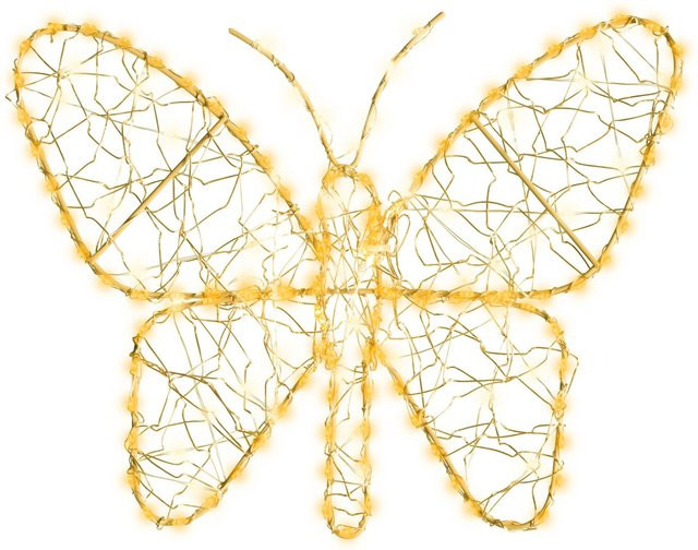 Lumineo LED-Schmetterling Außenleuchte aus Metall in Gold und Weiß mit 155 warmweißen LEDs, B/H: 28 x 23 cm - Bild 1