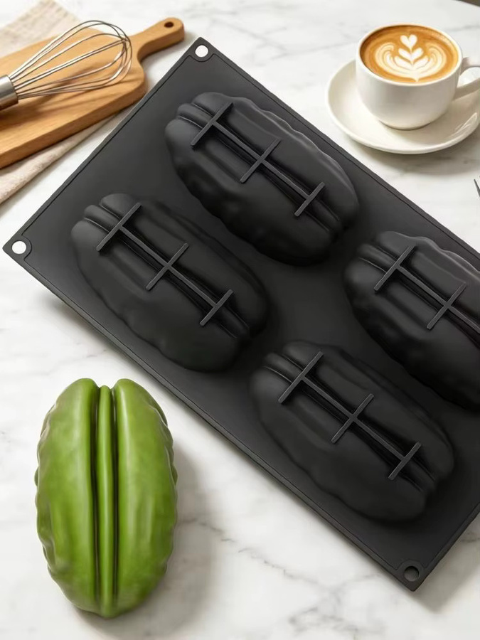 SHENHONG Silikon-Schokoladenform im Pekannuss-Design, lebensmittelechte Mousse- und Kuchenform für Dessert und Backen, Schwarz - Bild 3