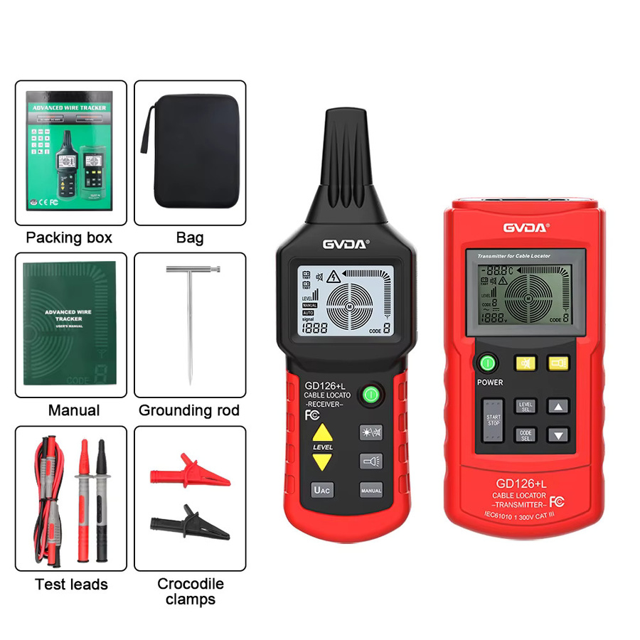 GVDA MS6818 Metallrohr-Ortungsgerät Rot – Professioneller Kabeltester für AC/DC 30-400V zur Leitungsortung und Suche von Untergrund-Netzwerk-Schutzschaltern - Bild 6