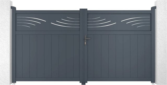 Casanoov Elektrisches Flügeltor Halti aus Aluminium in Grau inklusive Drehtorantrieb Ranger B150, B/H: 305 x 160 cm - Bild 1