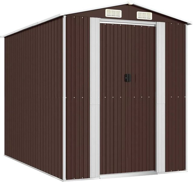 vidaXL Geräteschuppen aus verzinktem Stahl in Dunkelbraun, B/T/H: 192 x 274 x 223 cm - Bild 1