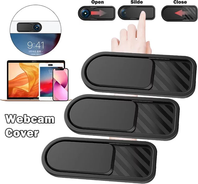 HTHwish Kamera Objektiv Abdeckung Schwarz als Anti-Hacking Schiebe-Abdeckung für Handy, Tablet, Laptop und Webcam - Bild 1