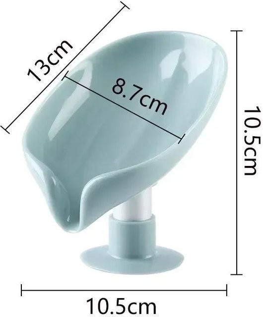 Yiran Furniture Seifenhalter in Blattform mit Saugknopf und Ablage für Duschschwamm, Weiß - Bild 1