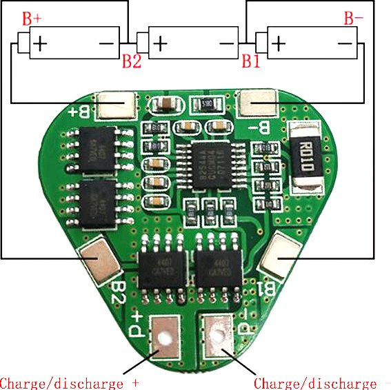 Si Tai&SH BMS Schutzplatine für 3s 11,1V Lithium-Ionen-Akkupacks, 12,6V, 8A, Farbe: Grün - Bild 1