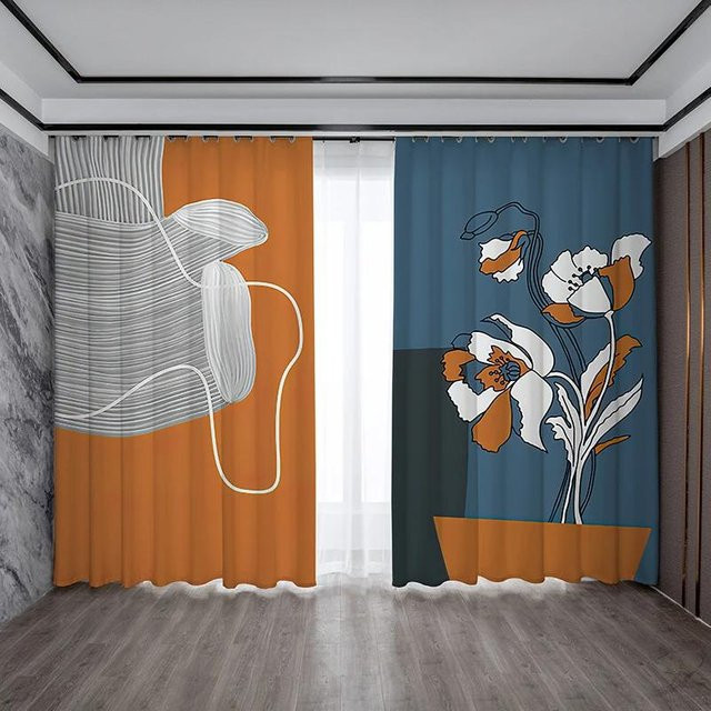 Yiran Furniture Verdunkelungsvorhang Modern Schlicht in Orange mit Ösen, Wärmedämmung, Breite: 55 cm, Höhe: 120 cm - Bild 1