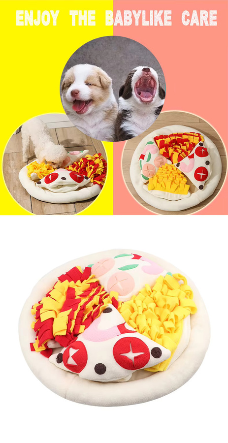 BJAYPET Schnüffelmatte Pizza, Schnüffelmatte mit quietschendem Spielzeug - Bild 2