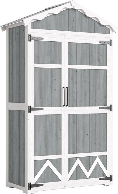 Outsunny Holz-Gartenschrank Grau mit verzinktem Metalldach und 4 Regalböden B/T/H: 105 x 55 x 179 cm - Bild 1