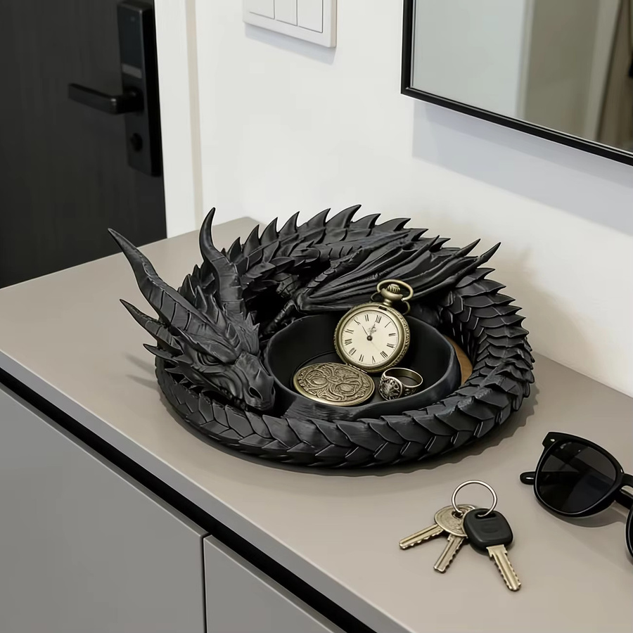 Black Dragon Multifunktionales Desktop-Aufbewahrungstablett aus Resin in Schwarz - Bild 2