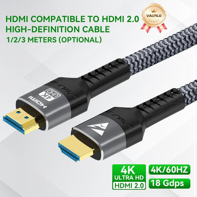 VAORLO HDMI 2.0 Kabel in Schwarz für 4K 60Hz und 1080P 120Hz Ultra HD HDR High-Speed Video und Audio, kompatibel mit PS5, PS4, PC und Monitoren - Bild 1