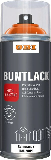 OBI Buntlack Spray RAL 2004 Reinorange hochglänzend 400 ml - Bild 1