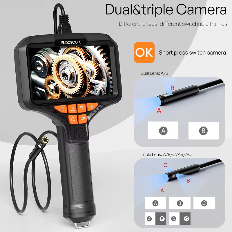 ENWOR Handendoskop mit 5 Zoll IPS-Bildschirm, HD1080P Video-Autofokus-Kamera und USB-Sonde für die Rohrinspektion in Schwarz - Bild 4