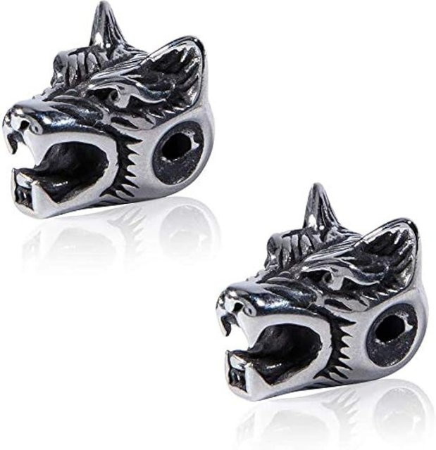 Perlen Wolf, Edelstahl, Antik Silber, Unisex - Bild 1