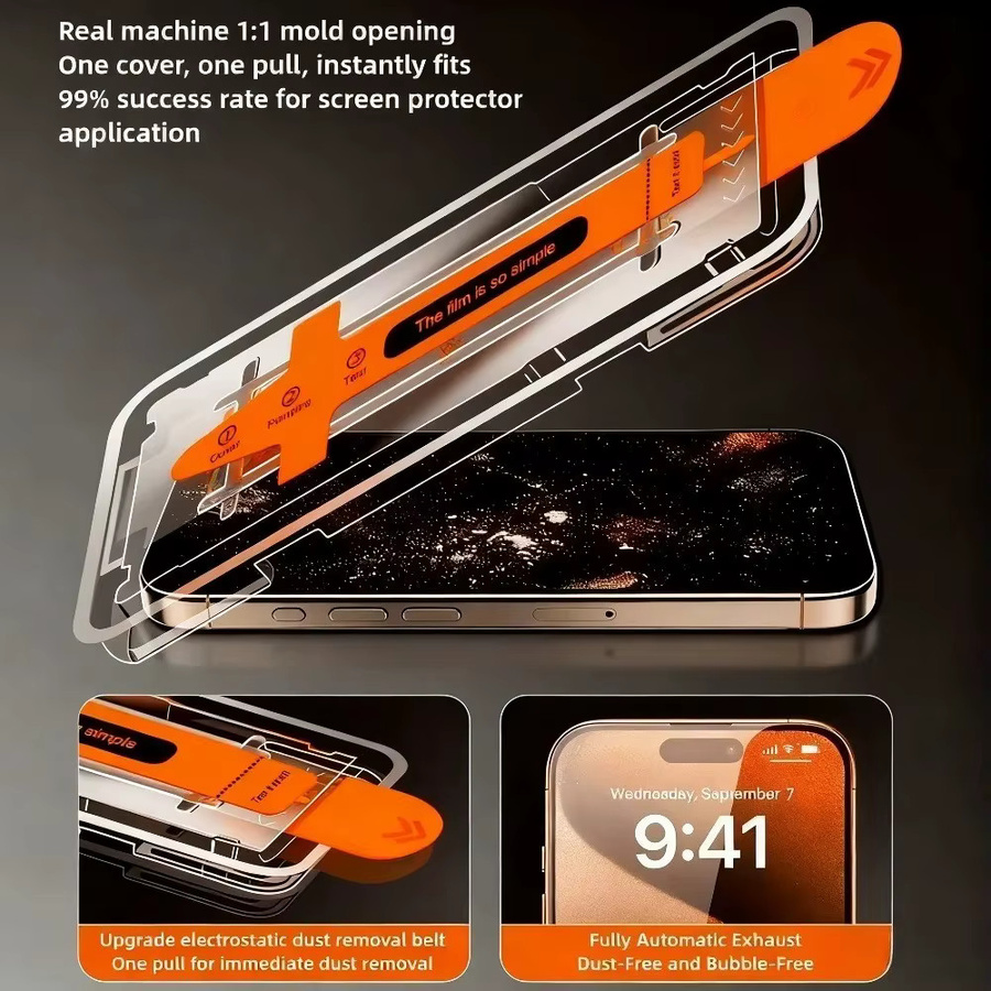 DIXSG 4-in-1 Ultra-Klarer Displayschutz für iPhone 17 16 15 14 13 12 11 Pro Max Plus Air Mini mit Ein-Klick-Installation, Transparent - Bild 1