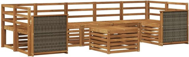 vidaXL Outdoor-Sofagarnitur aus Massivholz Akazie in Natur Braun, 8-teiliges Set im modernen Latten-Design - Bild 1
