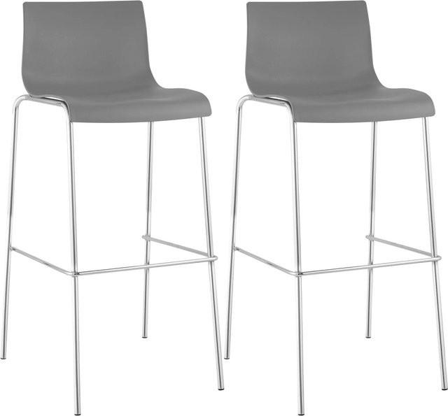 2er Set Barhocker DELUKE TENAR in Grau und Silber aus Kunststoff mit Lehne, B/T/H: 43 x 48 x 100 cm - Bild 1